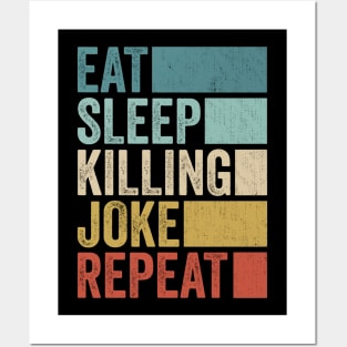 Funny Eat Sleep Joke Name Repeat Retro Vintage Posters and Art